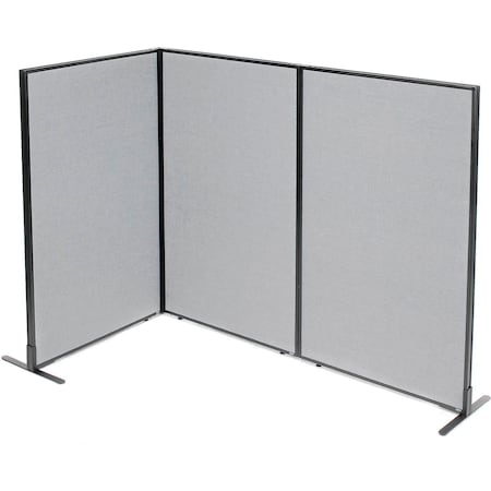 Interion By Global Industrial Interion Freestanding 3-Panel Corner Room Divider, 36-1/4inW x 60inH Panels, Gray 695050GY